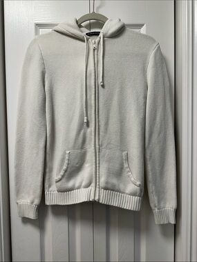 Brandy Melville Cream Zip-Up Hooded Sweater